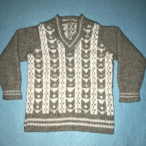 GREY and white handmade knitted sweater child size 2T